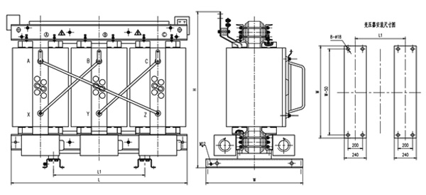 Серии SC (B) трехфазный сухой распределительный трансформатор 10 кВ (2)